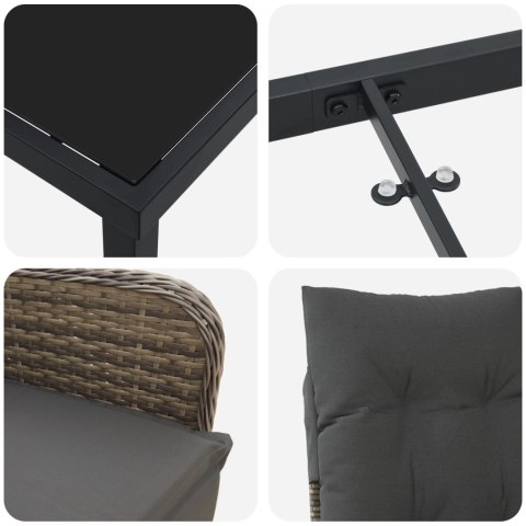 5-CZĘŚCIOWY ZESTAW DO JADALNI OGRODOWEJ Z PODUSZKAMI BEŻOWY POLIRATTAN