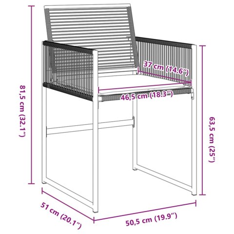 ZESTAW 5 KRZESEŁ DO JADALNI OGRODOWEJ Z PODUSZKAMI BLACK POLY RATTAN
