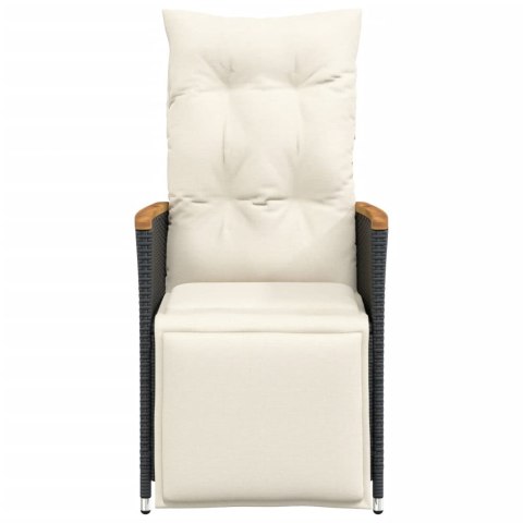 ROZKŁADANE FOTELE OGRODOWE 2 SZT PODUSZKI CZARNY RATTAN PE