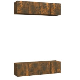ŚCIENNE SZAFKI TV 4 SZT. PRZYDYMIONY DĄB 60X30X30CM