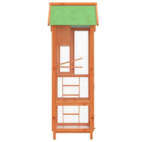 WOLIERA DREWNIANA Z BUDKĄ DLA PTAKÓW OZDOBNYCH 60X58X160 CM ZEWNĘTRZNA