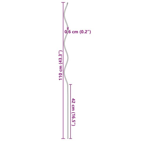 VidaXL Spiralne podpory do roślin 5 szt. 110 cm stal
