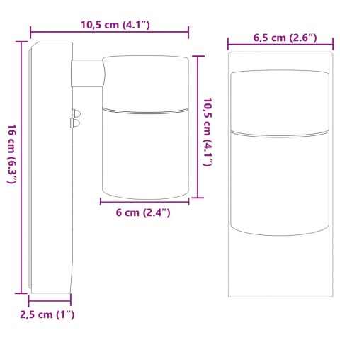 ZEWNĘTRZNE KINKIETY 2 SZT. CZARNY STAL NIERDZEWNA IP44
