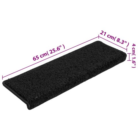 NAKŁADKI NA SCHODY 15 SZT. 65X21X4CM CZARNE