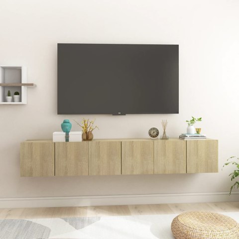 SZAFKI WISZĄCE POD TV 3 SZT. DĄB SONOMA 60X30X30CM