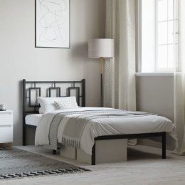 METALOWA RAMA ŁÓŻKA Z WEZGŁOWIEM CZARNA 90X190CM