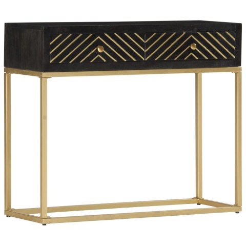 STOLIK TYPU KONSOLA CZARNO-ZŁOTY 90X30X75CM DREWNO MANGO