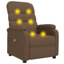 ELEKTRYCZNY FOTEL MASUJĄCY BRĄZOWY OBITY TKANINĄ