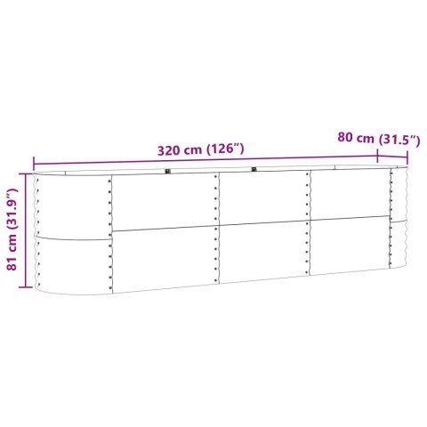 PODNIESIONA GRZĄDKA OGRODOWA BRĄZOWA 320X80X81CM STAL GALWANIZOWANA