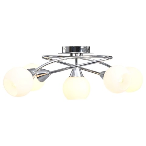 LAMPA SUFITOWA Z CERAMICZNYMI KLOSZAMI NA 5 ŻARÓWEK E14