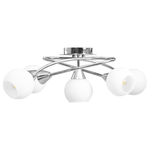 LAMPA SUFITOWA Z CERAMICZNYMI KLOSZAMI NA 5 ŻARÓWEK E14