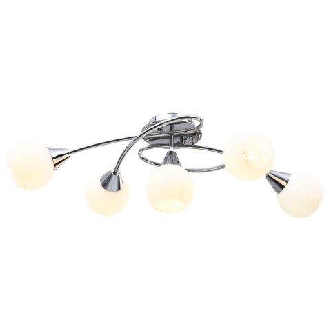 LAMPA SUFITOWA Z CERAMICZNYMI KLOSZAMI NA 5 ŻARÓWEK E14