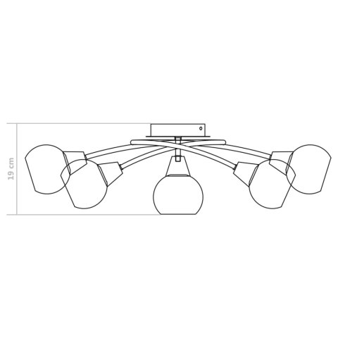 LAMPA SUFITOWA Z CERAMICZNYMI KLOSZAMI NA 5 ŻARÓWEK E14