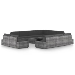 12-CZ. OGRODOWY ZESTAW WYPOCZYNKOWY PODUSZKI SZARY RATTAN PE