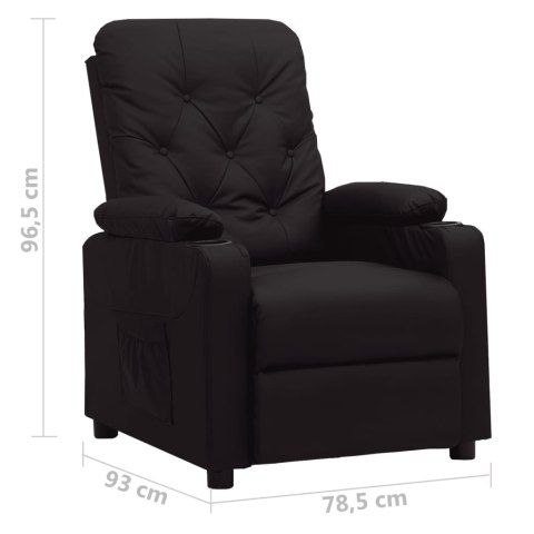 FOTEL ROZKŁADANY CZARNY SZTUCZNA SKÓRA