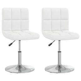 KRZESŁA STOŁOWE 2 SZT. BIAŁE OBITE SZTUCZNĄ SKÓRĄ