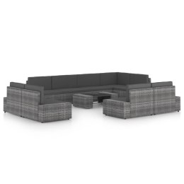 10-CZ. OGRODOWY ZESTAW WYPOCZYNKOWY PODUSZKI SZARY RATTAN PE