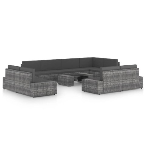 10-CZ. OGRODOWY ZESTAW WYPOCZYNKOWY PODUSZKI SZARY RATTAN PE