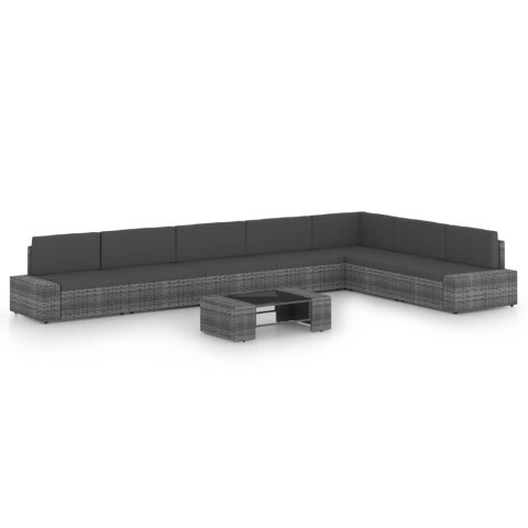 8-CZ. OGRODOWY ZESTAW WYPOCZYNKOWY PODUSZKI SZARY RATTAN PE