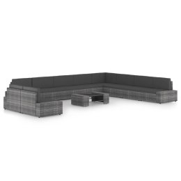 11-CZ. OGRODOWY ZESTAW WYPOCZYNKOWY PODUSZKI SZARY RATTAN PE