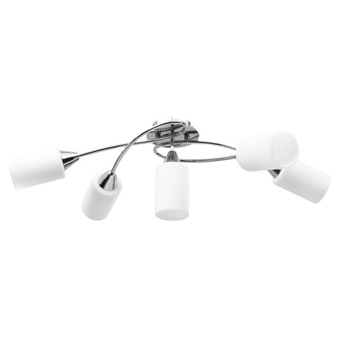 LAMPA SUFITOWA Z CERAMICZNYMI KLOSZAMI NA 5 ŻARÓWEK E14 BIAŁA