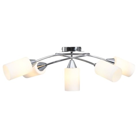LAMPA SUFITOWA Z CERAMICZNYMI KLOSZAMI NA 5 ŻARÓWEK E14 BIAŁA