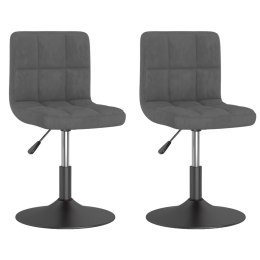OBROTOWE KRZESŁA STOŁOWE 2 SZT. CIEMNOSZARE AKSAMITNE