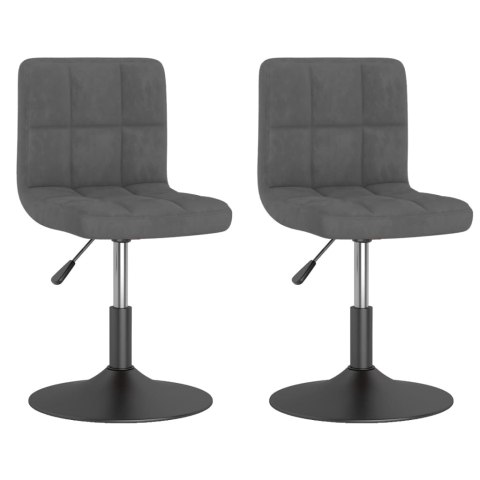 OBROTOWE KRZESŁA STOŁOWE 2 SZT. CIEMNOSZARE AKSAMITNE