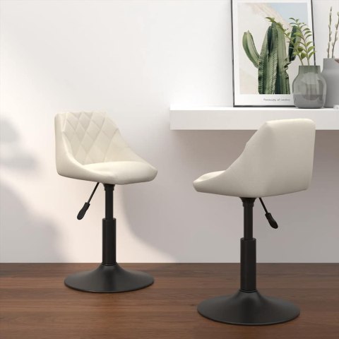 OBROTOWE KRZESŁA STOŁOWE 2 SZT. KREMOWE AKSAMITNE