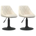 OBROTOWE KRZESŁA STOŁOWE 2 SZT. KREMOWE AKSAMITNE