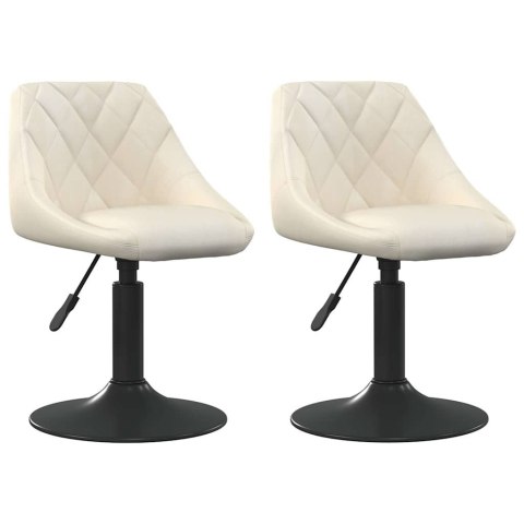 OBROTOWE KRZESŁA STOŁOWE 2 SZT. KREMOWE AKSAMITNE