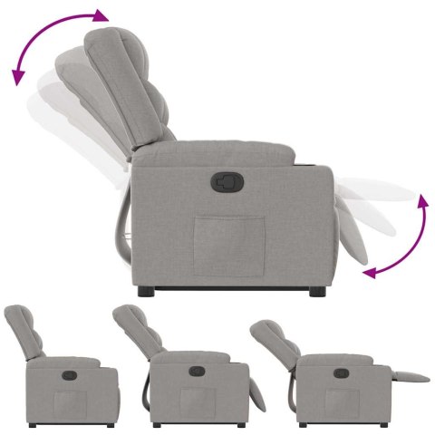 PODNOSZONY FOTEL ROZKŁADANY SZARY OBITY TKANINĄ