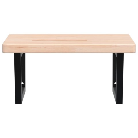 PÓŁKA ŚCIENNA POD UMYWALKĘ STAL I LITE DREWNO DĘBOWE