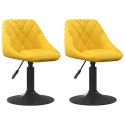 OBROTOWE KRZESŁA STOŁOWE 2 SZT. MUSZTARDOWE OBITE AKSAMITEM