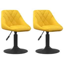 OBROTOWE KRZESŁA STOŁOWE 2 SZT. MUSZTARDOWE OBITE AKSAMITEM