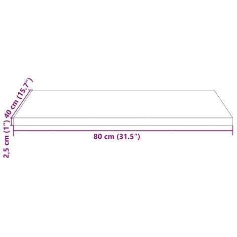 BLAT STOŁU 80X40X2,5CM LITE DREWNO SOSNOWE PROSTOKĄTNY