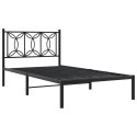 VidaXL Metalowa rama łóżka z wezgłowiem, czarna, 107x203 cm