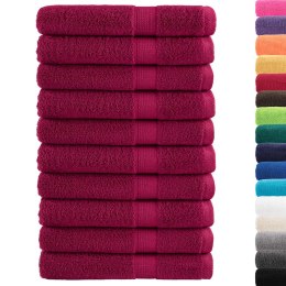 VidaXL Ręczniki premium SOLUND 10 szt., bordowe, 100x200 cm, 600 g/cm²