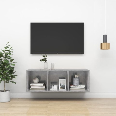 WISZĄCA SZAFKA POD TV SZAROŚĆ BETONU 37X37X107CM