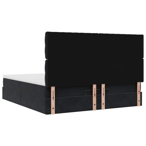 RAMA ŁÓŻKA OTOMANA Z MATERACAMI CZARNA 160X200CM AKSAMIT