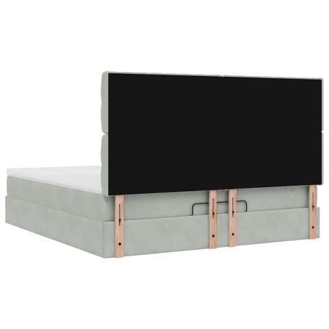 RAMA ŁÓŻKA OTOMANA Z MATERACAMI SZARA 160X200CM AKSAMIT