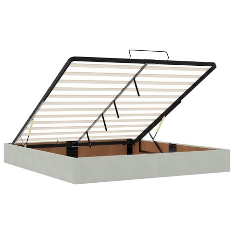 RAMA ŁÓŻKA OTOMANA Z MATERACAMI SZARA 160X200CM AKSAMIT