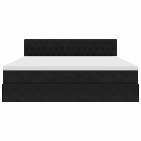 RAMA ŁÓŻKA OTOMANA Z MATERACEM CZARNA 160X200CM AKSAMIT