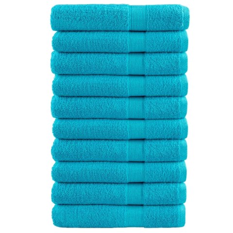 VidaXL Ręczniki premium SOLUND 10 szt. turkusowe 100x200 cm, 600 g/cm²