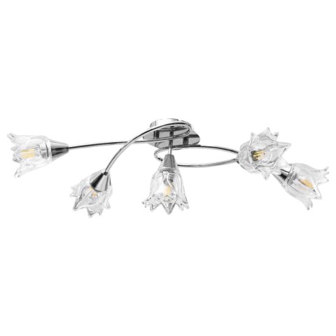 LAMPA SUFITOWA ZE SZKLANYMI KLOSZAMI NA 5 ŻARÓWEK E14 TULIPANY