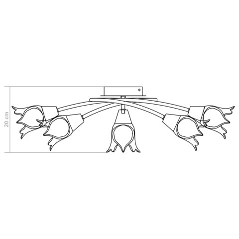 LAMPA SUFITOWA ZE SZKLANYMI KLOSZAMI NA 5 ŻARÓWEK E14 TULIPANY