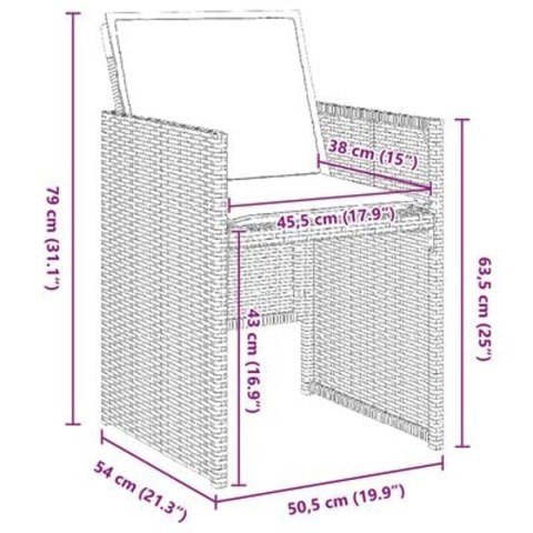 ZESTAW JADALNY 5-CZĘŚCIOWY Z PODUSZKAMI CZARNEGO POLIRATTANU