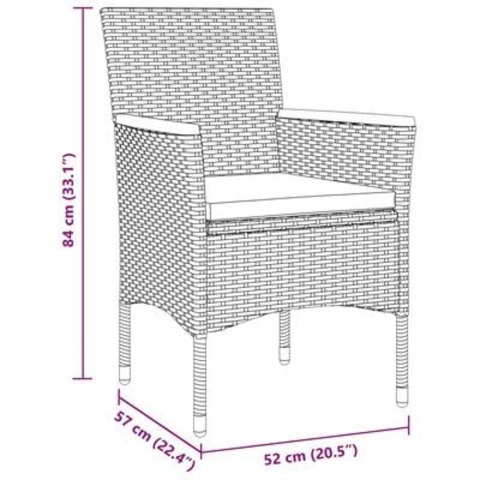 ZESTAW MEBLI DO JADALNI 5 CZĘŚCI CZARNY POLIRATTAN
