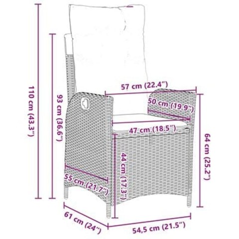 7 CZĘŚCIOWY ZESTAW JADALNY OGRODOWY Z PODUSZKAMI CZARNY POLIRATTAN
