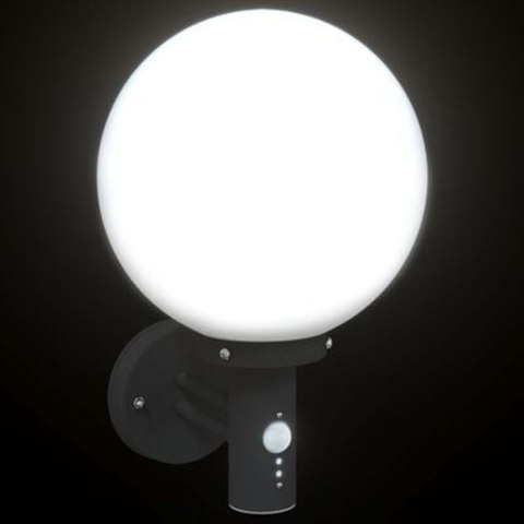 LAMPA ŚCIENNA NA ZEWNĄTRZ Z CZUJNIKIEM CZARNA STAL NIERDZEWNA IP44